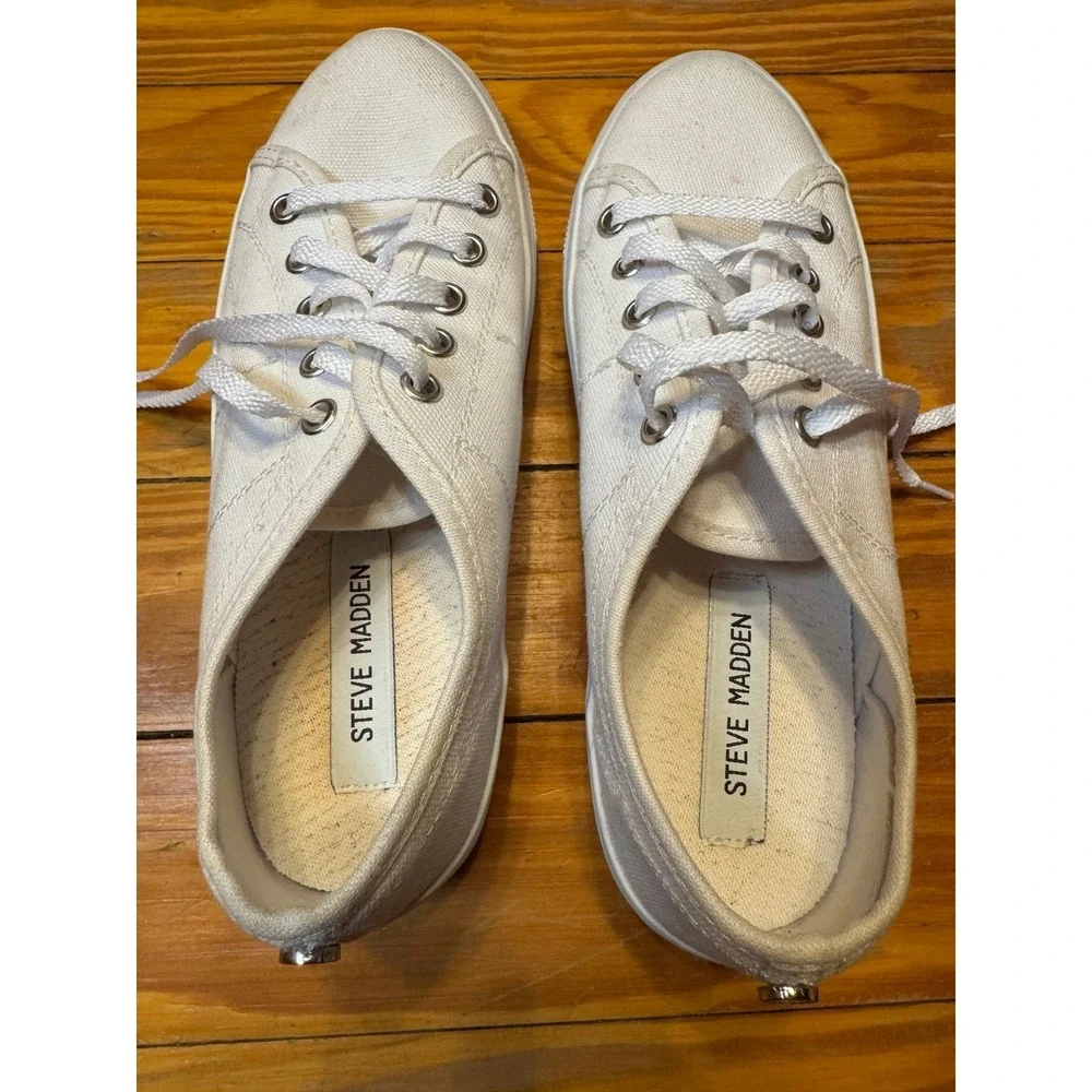 Steve Madden Mayra White Tie Platform Sneakers Size 7